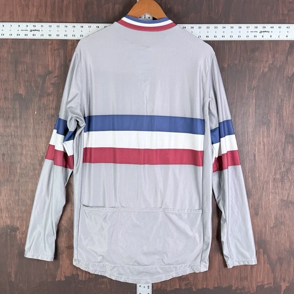 Nike Dri-Fit Cycling Jersey‎ Blue White Red Stripe Long Sleeve Men's XL Vintage